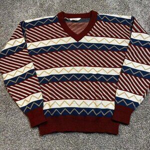 Vintage preppy academia v-neck tight knit‎ sweater size large